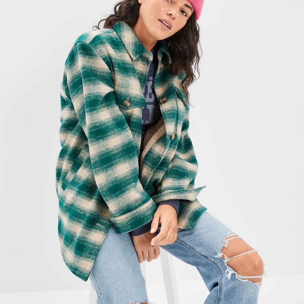 American Eagle Outfitters Green Plaid Jacket